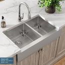 Elkay Polished Satin 35-7/8 x 20-1/4 in. Stainless Steel 60/40 Split Double Bowl Farmhouse Kitchen Sink with Sound Dampening - Includes Bottom Grids, Strainer Drains and Cleaning Kit 