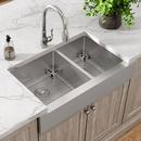 Elkay Polished Satin 35-7/8 x 20-1/4 in. Stainless Steel 60/40 Split Double Bowl Farmhouse Kitchen Sink with Sound Dampening - Includes Bottom Grids, Strainer Drains and Cleaning Kit 