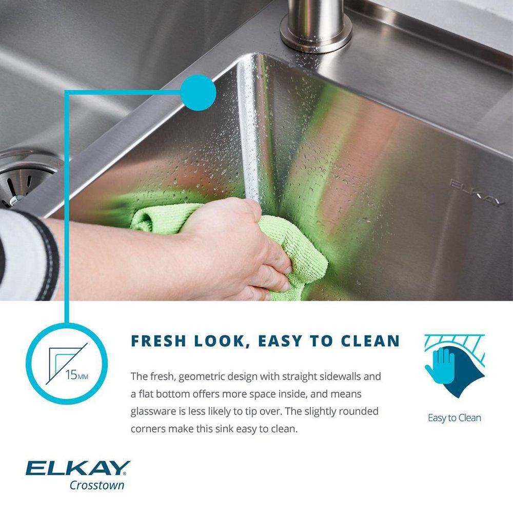 Elkay Polished Satin 35-7/8 x 20-1/4 in. Stainless Steel 60/40 Split Double Bowl Farmhouse Kitchen Sink with Sound Dampening - Includes Bottom Grids, Strainer Drains and Cleaning Kit 