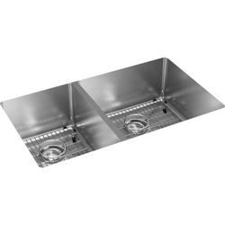 31-1/2 in. Undermount Stainless Steel Double Bowl Kitchen Sink in Polished Satin