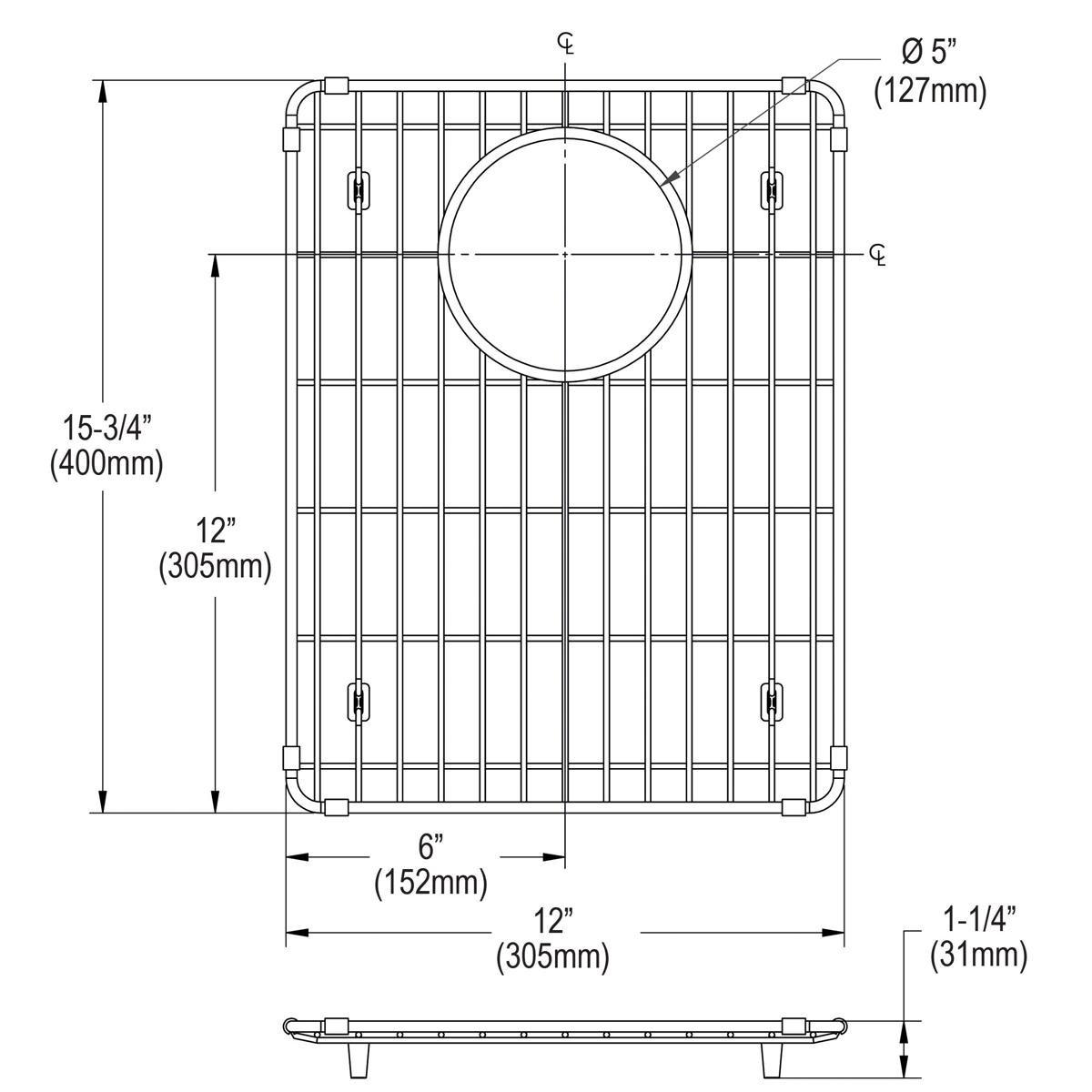 Elkay Stainless Steel 12 x 15-3/4 x 1-1/4 in. Bottom Grid 