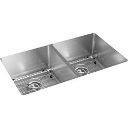 31-1/2 in. Undermount Stainless Steel Double Bowl Kitchen Sink in Polished Satin