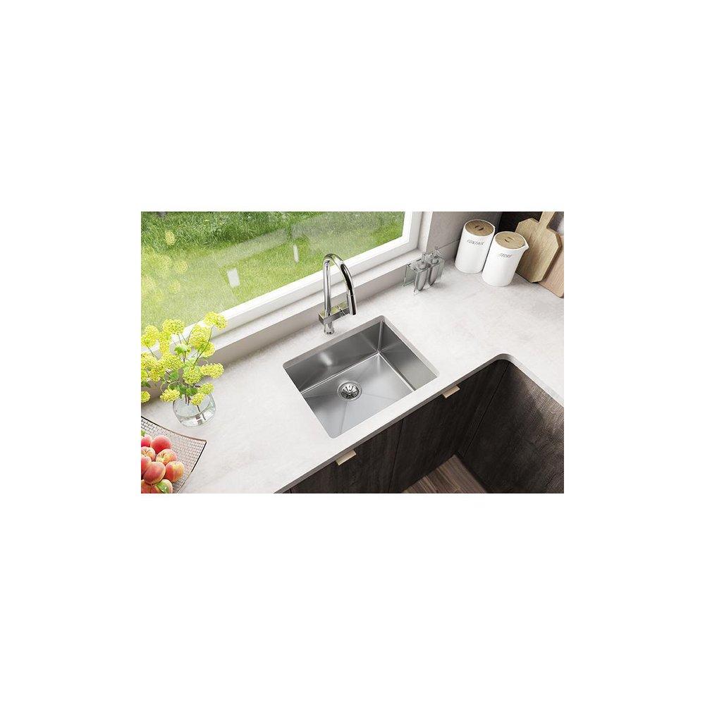 Elkay Polished Satin 22-1/2 x 18-1/2 in. No Hole Stainless Steel Single Bowl Undermount Kitchen Sink 
