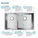 Elkay Polished Satin 31-1/2 x 18-1/2 in. No Hole Stainless Steel Double Bowl Undermount Kitchen Sink 