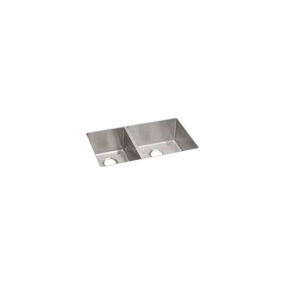 Elkay Polished Satin 31-1/2 x 18-1/2 in. No Hole Stainless Steel Double Bowl Undermount Kitchen Sink 