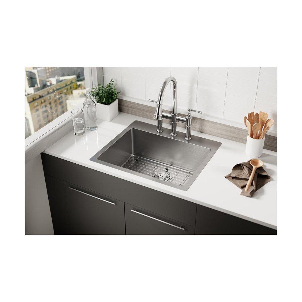 Elkay Polished Satin 25 x 22 in. Stainless Steel Single Bowl Dual Mount Kitchen Sink in Polished Satin 