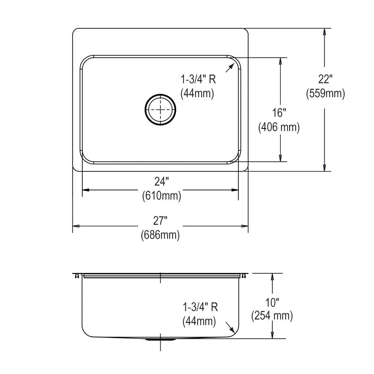 Elkay Polished Satin 25 x 22 in. Stainless Steel Single Bowl Dual Mount Kitchen Sink in Polished Satin 