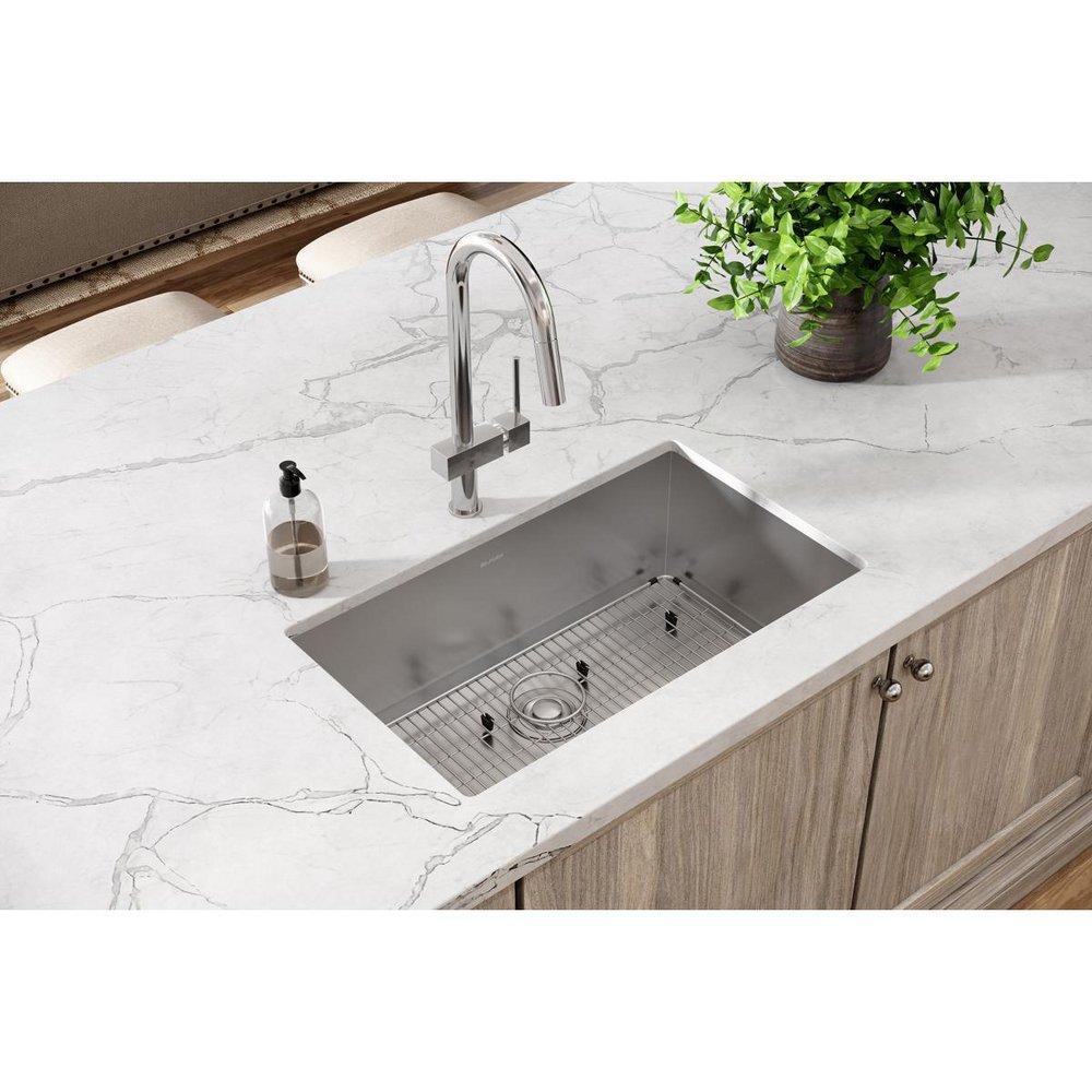 Elkay Polished Satin 30-1/2 x 18-1/2 in. No Hole Stainless Steel Single Bowl Undermount Kitchen Sink 