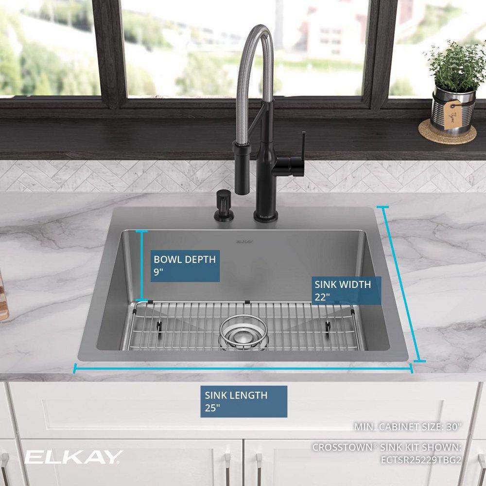 Elkay Polished Satin 25 x 22 in. Stainless Steel Single Bowl Dual Mount Kitchen Sink in Polished Satin 