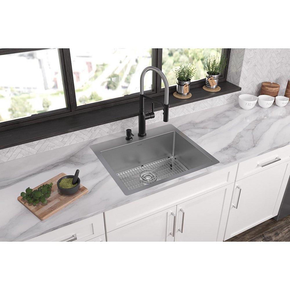 Elkay Polished Satin 25 x 22 in. Stainless Steel Single Bowl Dual Mount Kitchen Sink in Polished Satin 