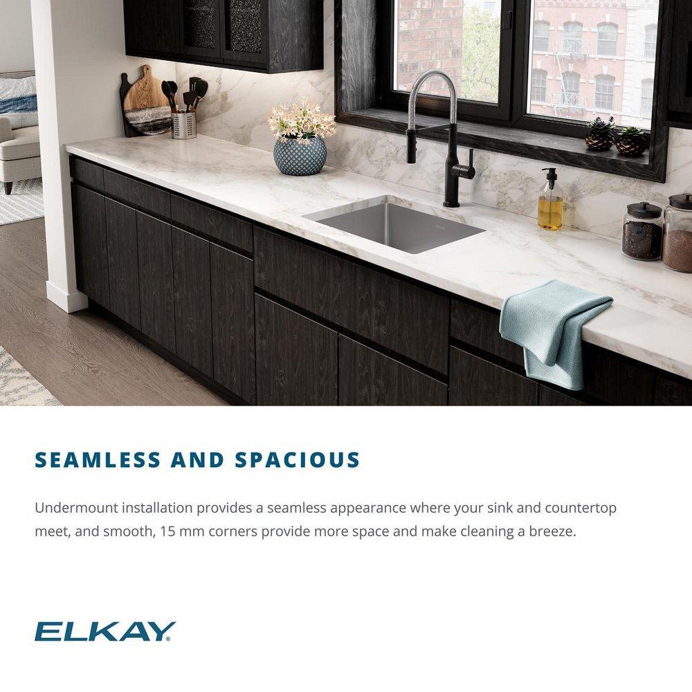Elkay Polished Satin 31-1/2 x 18-1/2 in. No Hole Stainless Steel Single Bowl Undermount Kitchen Sink 