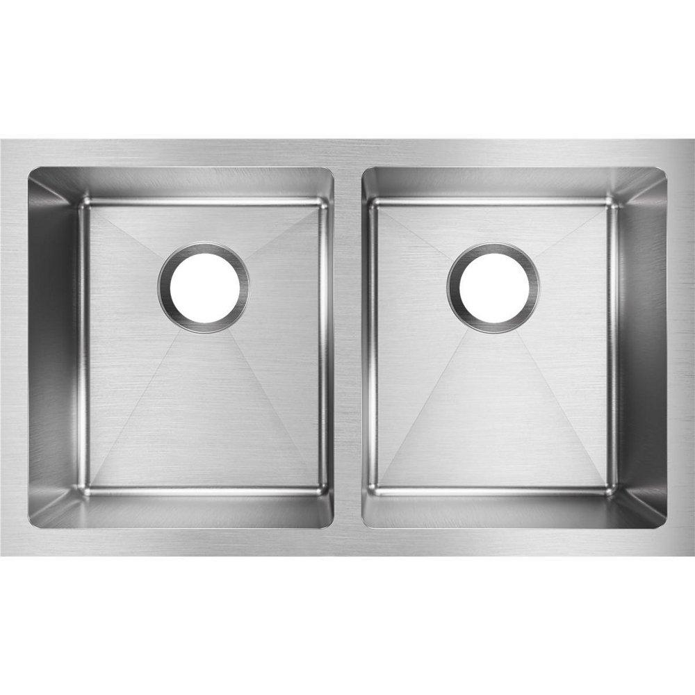 Elkay Polished Satin 30-3/4 x 18-1/2 in. No Hole Stainless Steel Double Bowl Undermount Kitchen Sink 