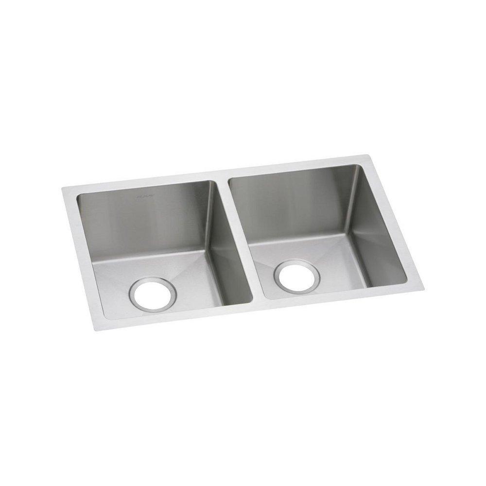 Elkay Polished Satin 30-3/4 x 18-1/2 in. No Hole Stainless Steel Double Bowl Undermount Kitchen Sink 