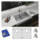 Elkay Polished Satin 35-7/8 x 20-1/4 in. Stainless Steel Double Bowl Farmhouse Kitchen Sink with Sound Dampening and Aqua Divide 