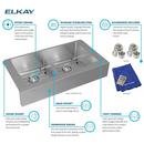 Elkay Polished Satin 35-7/8 x 20-1/4 in. Stainless Steel Double Bowl Farmhouse Kitchen Sink with Sound Dampening and Aqua Divide 