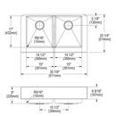 Elkay Polished Satin 35-7/8 x 20-1/4 in. Stainless Steel Double Bowl Farmhouse Kitchen Sink with Sound Dampening and Aqua Divide 