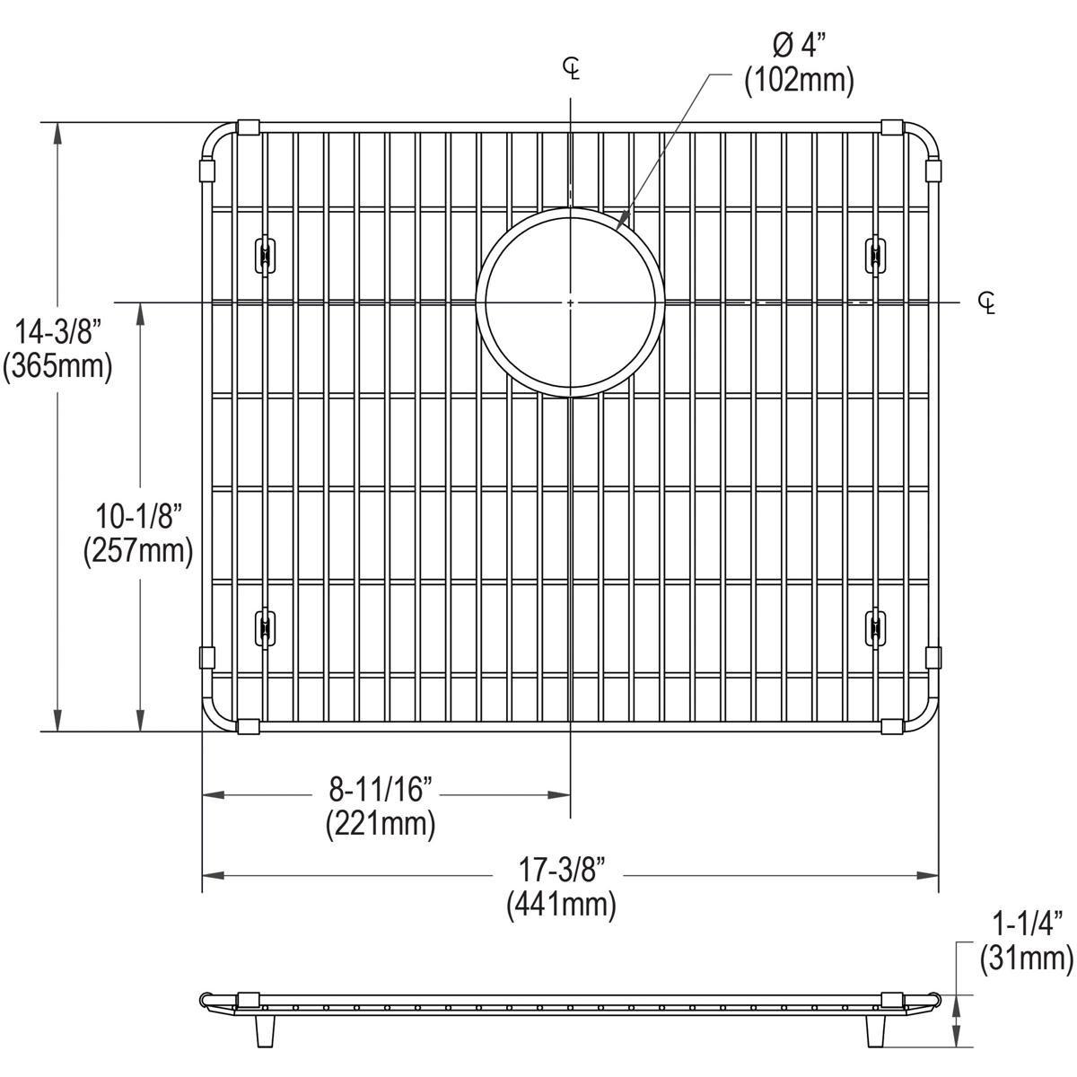Elkay Polished Stainless Steel 17-3/8 x 14-3/8 x 1-1/4 in. Bottom Grid 