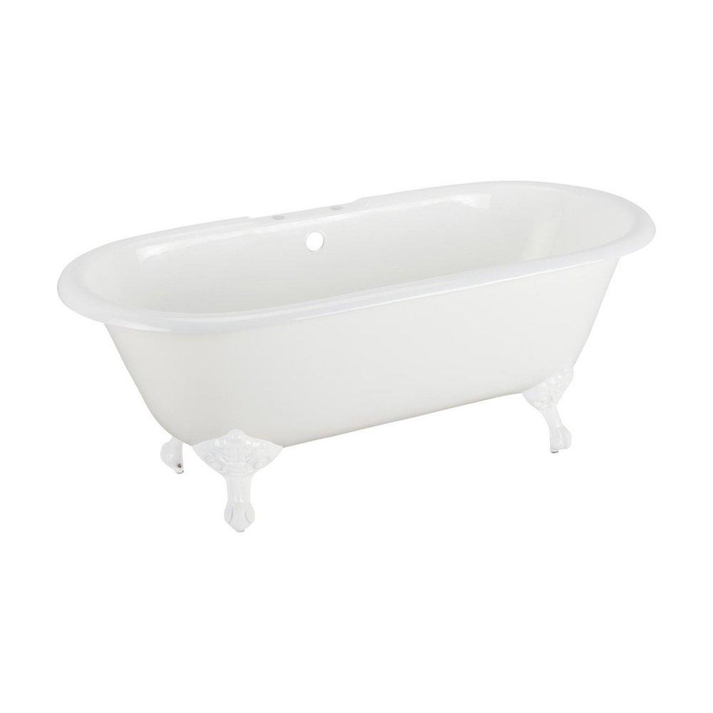 Signature Hardware White 60 x 30 in. Freestanding Bathtub Offset Drain 