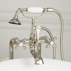 Three Handle Cross Floor Mount Filler in Polished Nickel