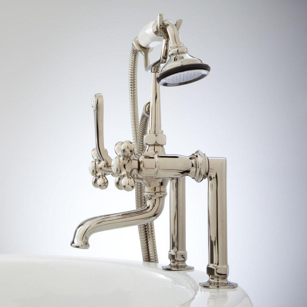 Signature Hardware Polished Nickel Three Handle Roman Tub Faucet 