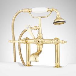 Three Handle Roman Tub Faucet in Polished Brass
