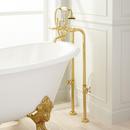 Signature Hardware Polished Brass Three Handle Lever Floor Mount Filler 