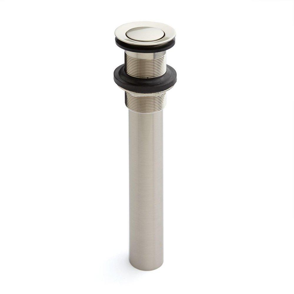 Signature Hardware Brushed Nickel Extended Press Type Pop-Up Bathroom Drain with Overflow 