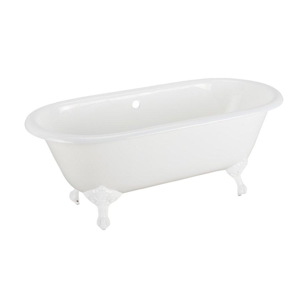 Signature Hardware White 60 x 30 in. Freestanding Bathtub with Rear Center Drain 