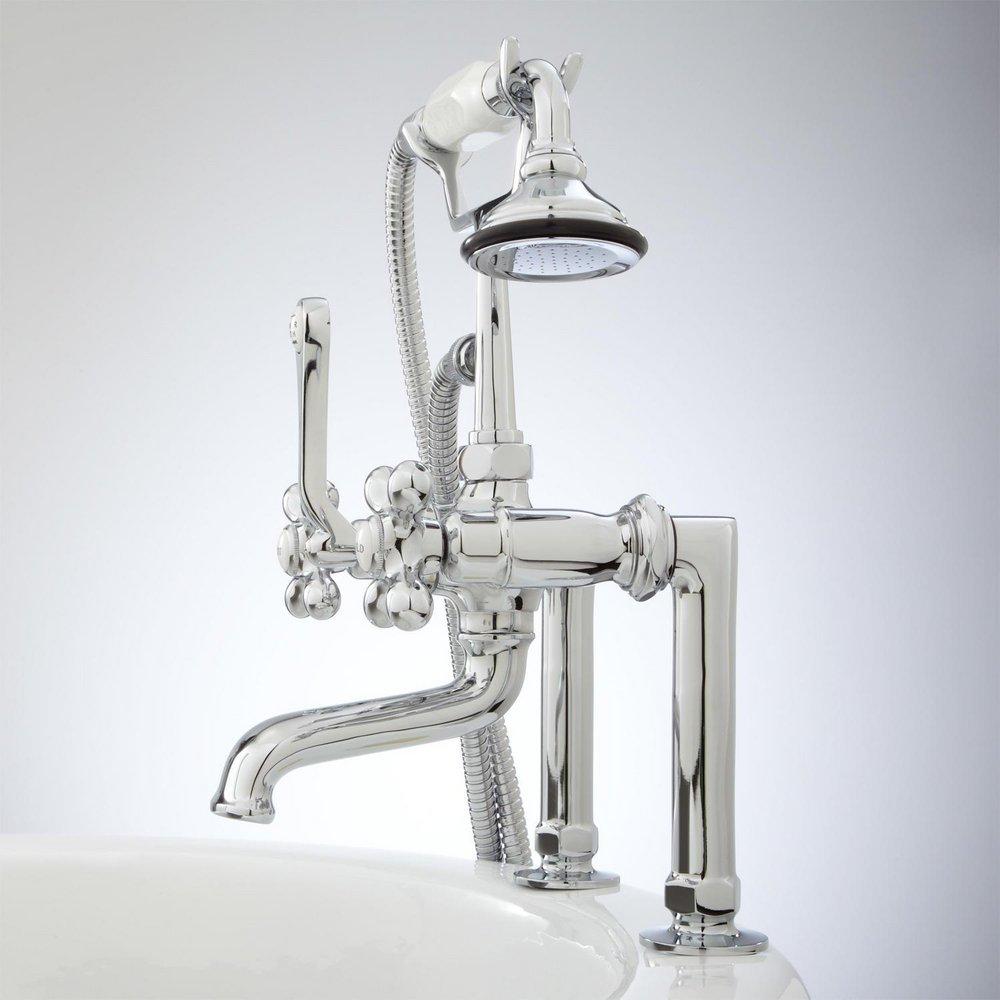 Signature Hardware Chrome Three Handle Roman Tub Faucet (Trim Only) 