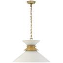 75W 1-Light Medium E-26 Incandescent Pendant Light in Antique Burnished Brass with Matte White