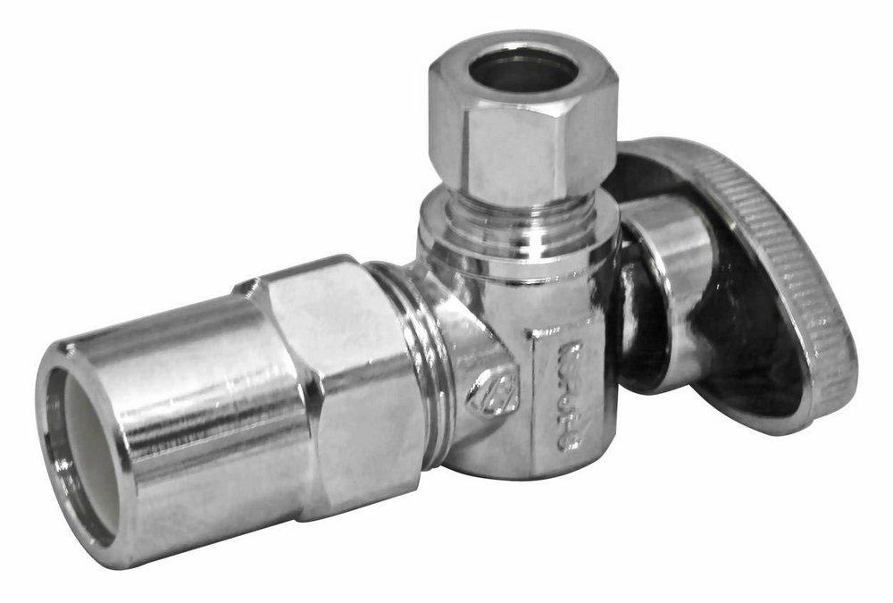Everflow Chrome Plated Solvent Weld x OD Compression Oval Handle Angle Supply Stop Valve in Chrome Plated 