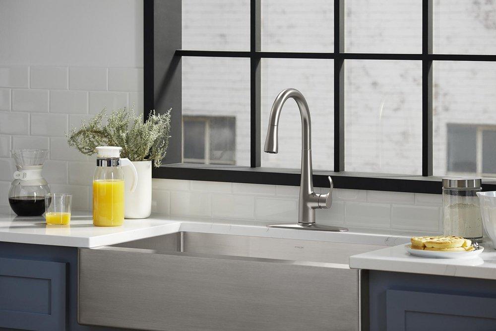 KOHLER Vibrant® Stainless Single Handle Pull Down Touchless Kitchen Faucet with Magnetic Docking, Sweep Spray and Boost Technology 