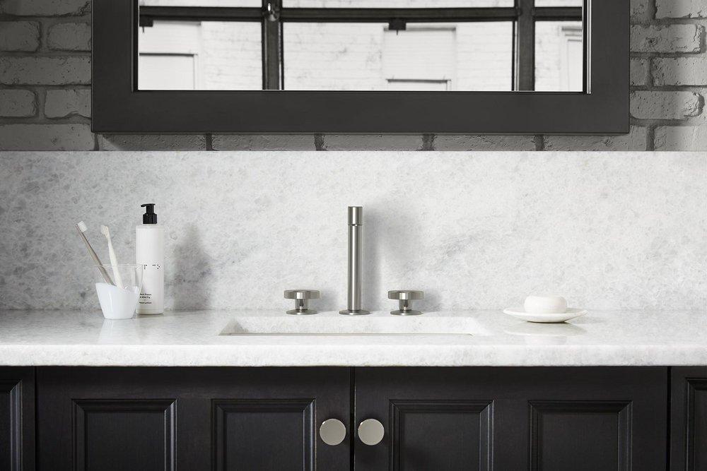 KOHLER Vibrant Brushed Nickel Two Handle Widespread Bathroom Sink Faucet 