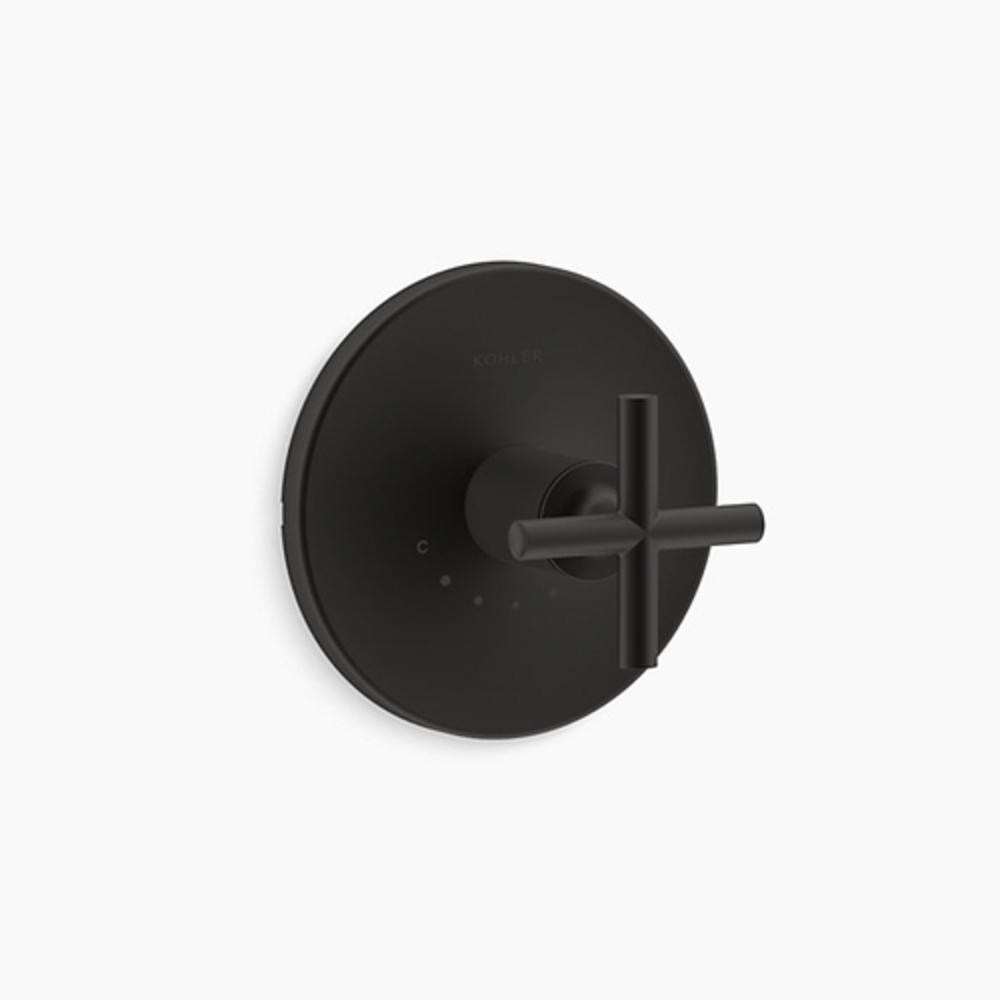 KOHLER Matte Black Valve Trim with Single Cross Handle 