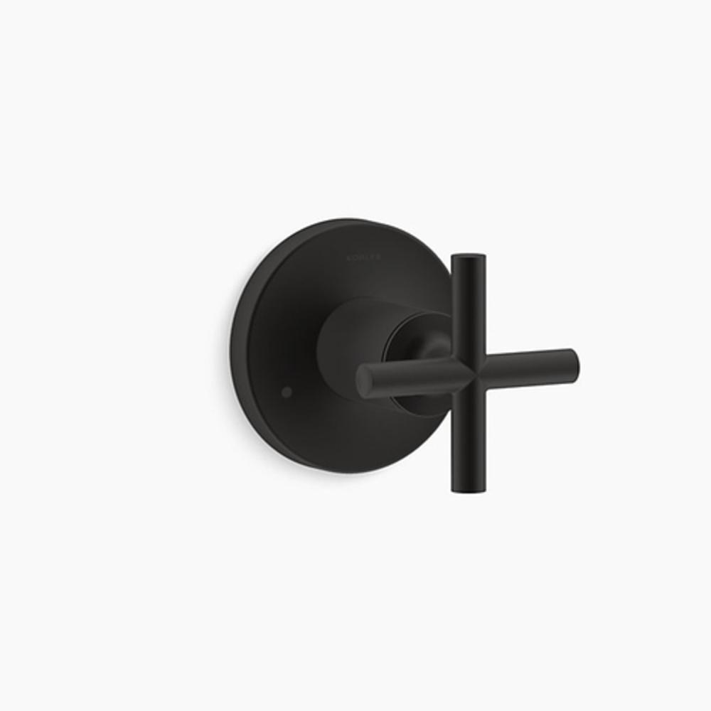 KOHLER Matte Black Transfer Valve Trim Only with Single Cross Handle 