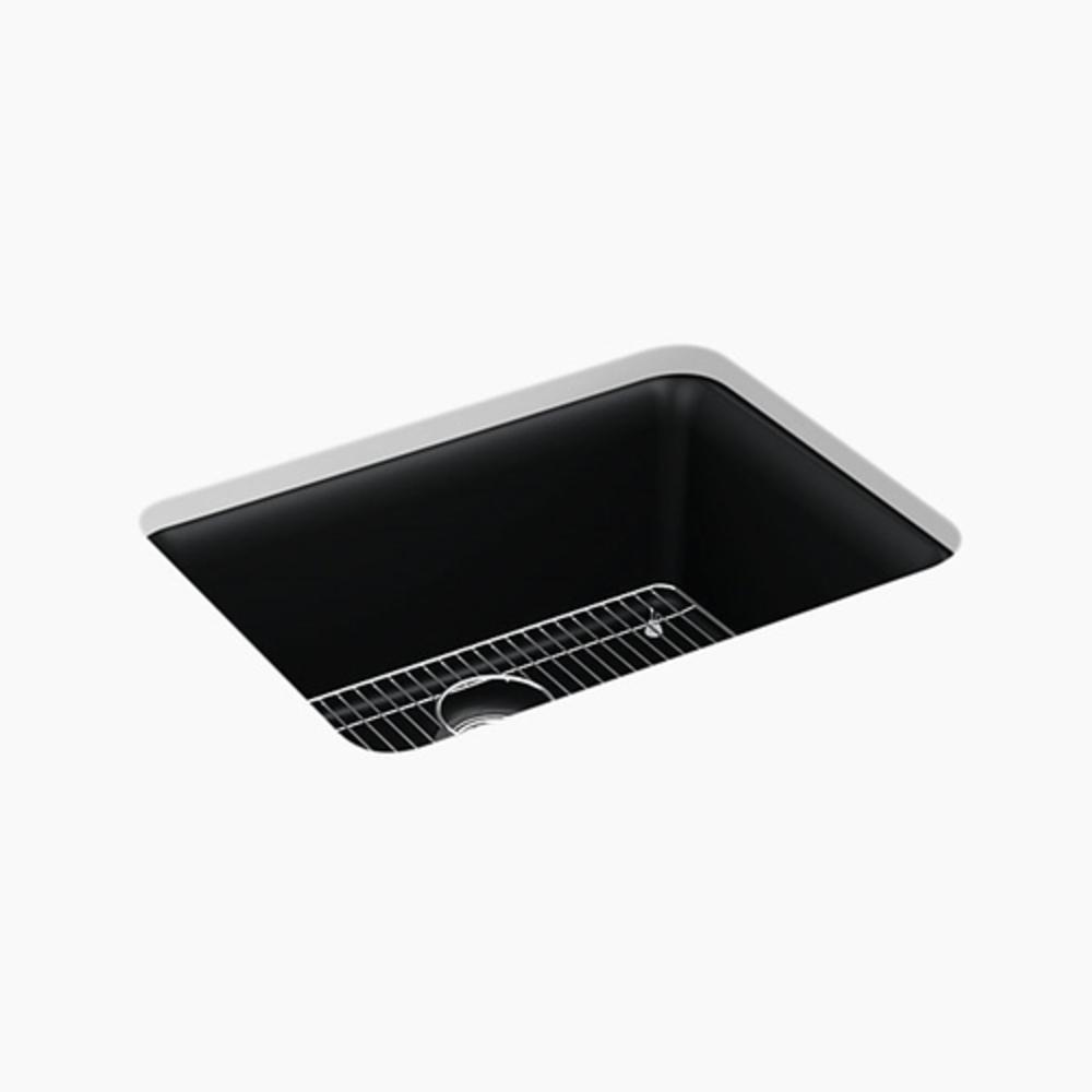 KOHLER Matte Black 24-1/2 x 18-5/16 in. No Hole Composite Single Bowl Undermount Kitchen Sink 