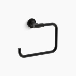 Rectangular Open Towel Ring in Matte Black