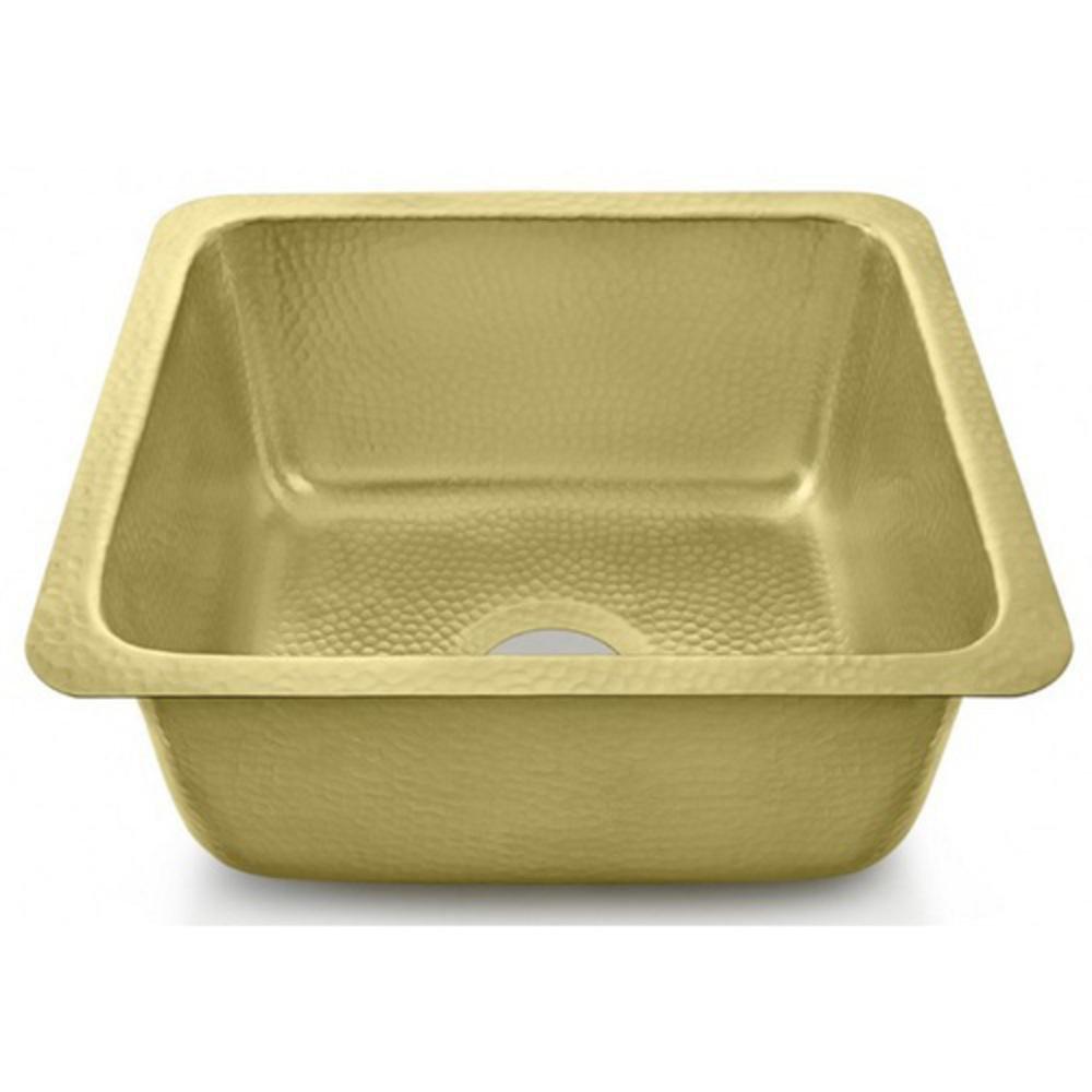 Thompson Hammered Brass 17 x 15 in. Drop-in and Undermount Copper Bar Sink 