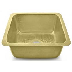 17 x 15 in. Drop-in and Undermount Brass Bar Sink in Hammered Brass