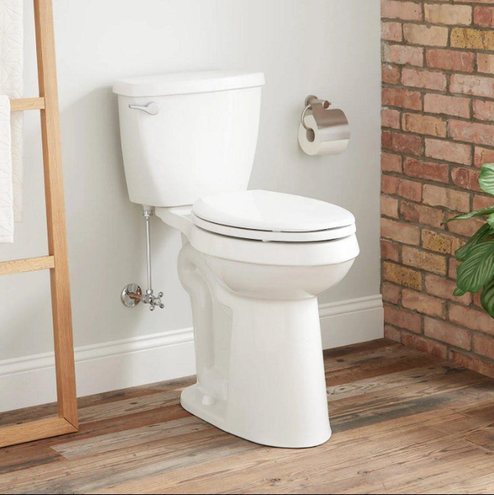 Signature Hardware White 1.28 gpf Elongated Floor Mount Two Piece Toilet 