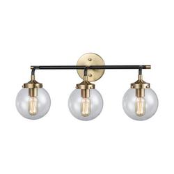 60W 3-Light Medium E-26 Incandescent Vanity Fixture in Matte Black with Antique Gold