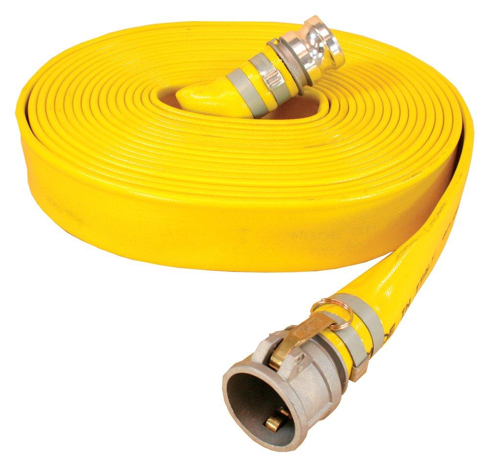 Abbott Rubber Co Inc Yellow 50 ft. Male x Female Quick Connect Extra Heavy Duty PVC Water Discharge Hose in Yellow 