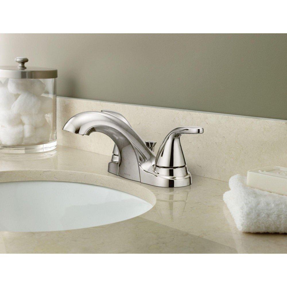 Moen Chrome Two Handle Centerset Bathroom Sink Faucet 