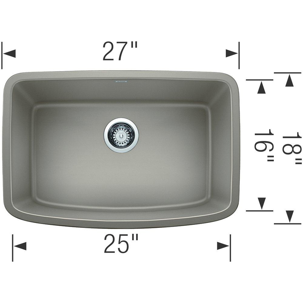 BLANCO Truffle 27 x 18 in. No Hole Composite Single Bowl Undermount Kitchen Sink 