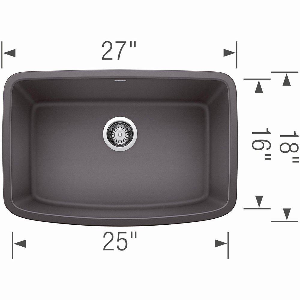 BLANCO Cinder 27 x 18 in. No Hole Composite Single Bowl Undermount Kitchen Sink 