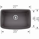 BLANCO Cinder 27 x 18 in. No Hole Composite Single Bowl Undermount Kitchen Sink 