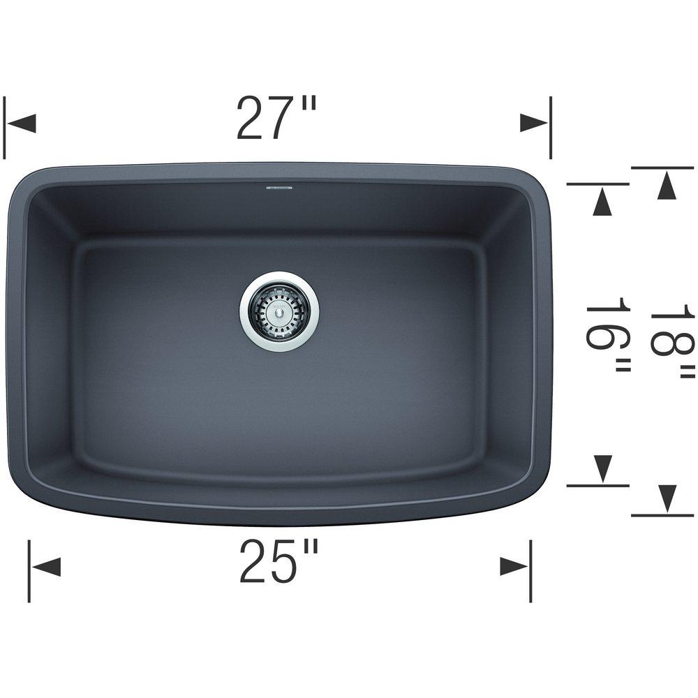 BLANCO Cinder 27 x 18 in. No Hole Composite Single Bowl Undermount Kitchen Sink 