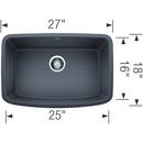 BLANCO Cinder 27 x 18 in. No Hole Composite Single Bowl Undermount Kitchen Sink 