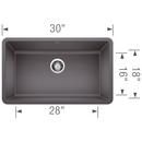 BLANCO Cinder 30 x 18 in. No Hole Composite Single Bowl Undermount Kitchen Sink 