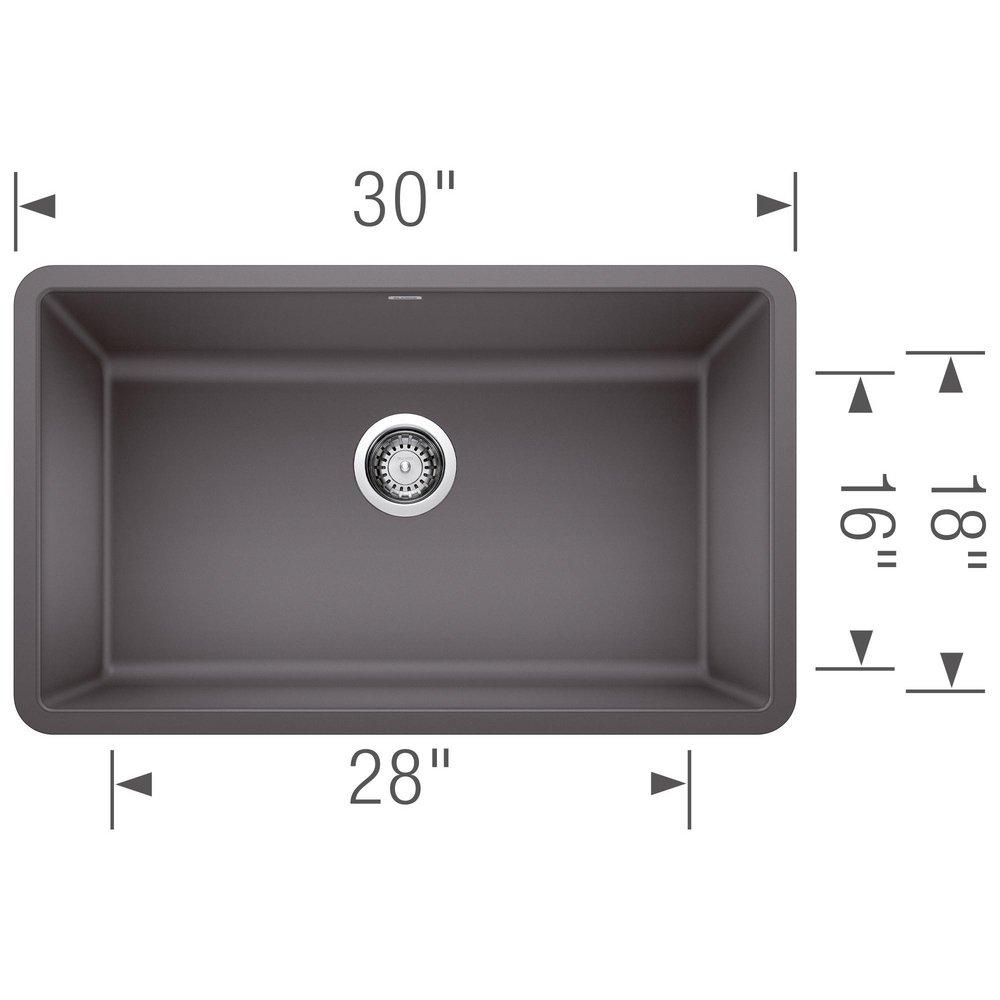 BLANCO Cinder 30 x 18 in. No Hole Composite Single Bowl Undermount Kitchen Sink 